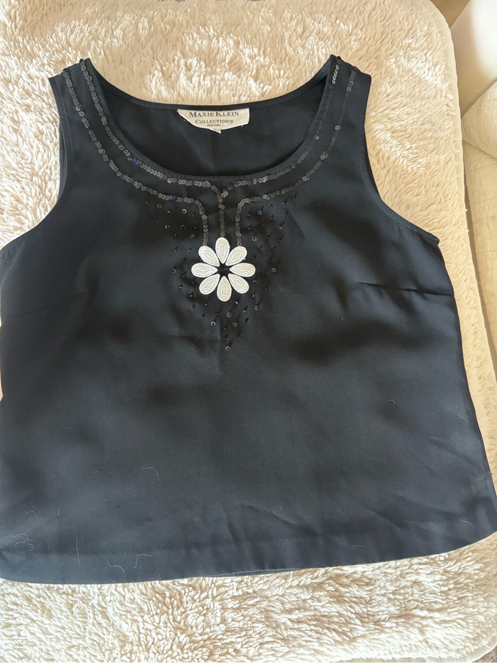 Black Embellished Sleeveless Top